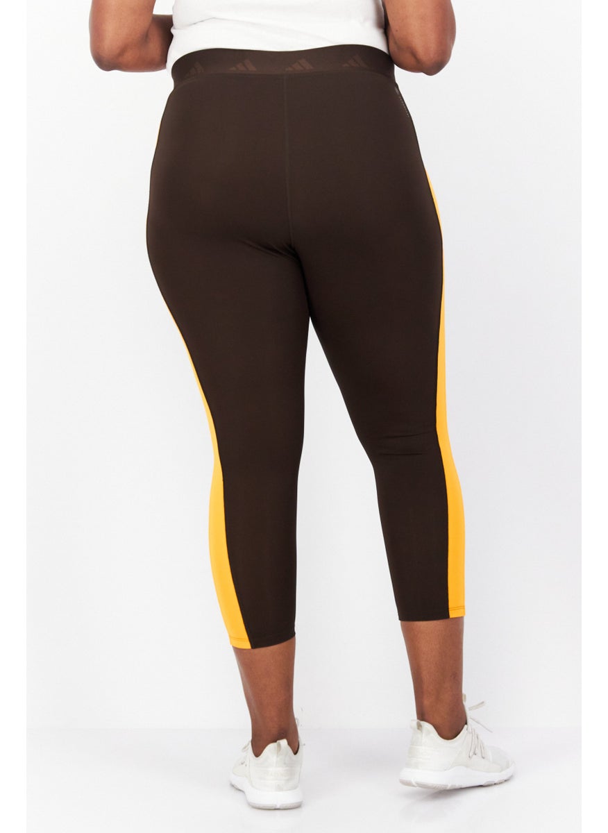 Adidas Women Plus Size Training Leggings, Dark Brown/Purple Combo  - Image 2