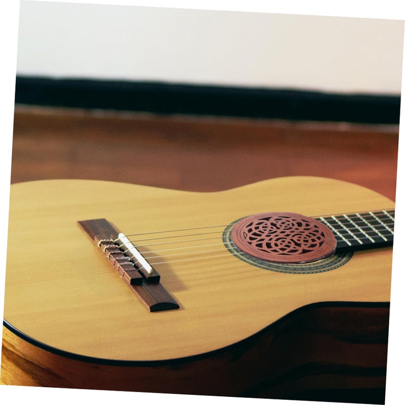 Wooden Guitar Soundhole Cover Carved Design Reduces Feedback Noise Acoustic Folk Guitar Durable - Image 5