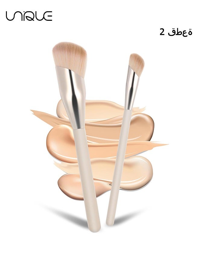 يونيك 2 قطعة فرشاة خافي العيوب ، فرش خافي العيوب بزاوية لمنطقة تحت العين ، فرشاة أحمر الخدود الدقيقة للوجه ، خافي الأساس للهالات السوداء ، فرشاة محيط الأنف - Image 1
