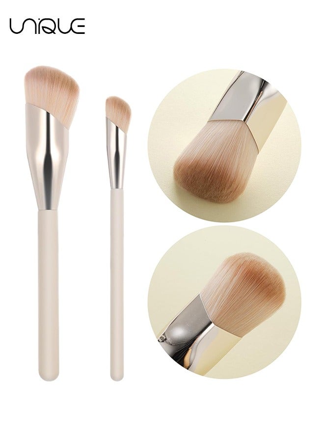 يونيك 2 قطعة فرشاة خافي العيوب ، فرش خافي العيوب بزاوية لمنطقة تحت العين ، فرشاة أحمر الخدود الدقيقة للوجه ، خافي الأساس للهالات السوداء ، فرشاة محيط الأنف - Image 3