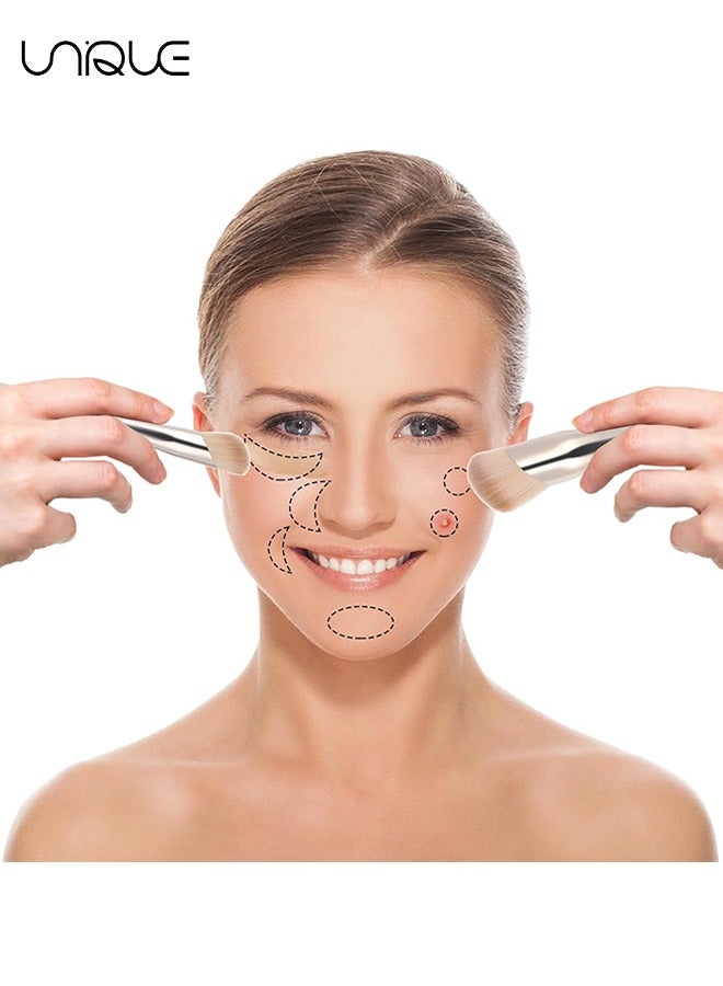 يونيك 2 قطعة فرشاة خافي العيوب ، فرش خافي العيوب بزاوية لمنطقة تحت العين ، فرشاة أحمر الخدود الدقيقة للوجه ، خافي الأساس للهالات السوداء ، فرشاة محيط الأنف - Image 4