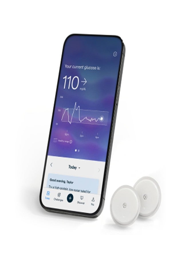 Lingo Continuous Glucose Monitor (CGM) & App (Pack of 2). Made by Abbott. Know the impact of what you eat. 1 Lingo biosensor lasts up to 14 Days*. Works with iOS and Android. US Only. - Image 1