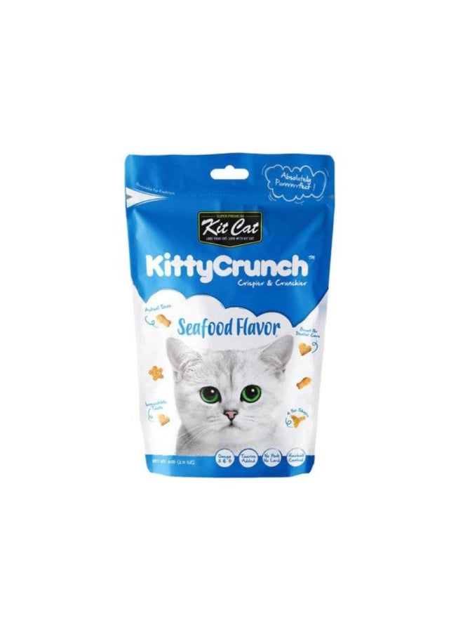 Kit Cat Kitty Crunch Seafood Flavor Cat Treats 60g Crunchy and Nutritious Snack for Healthy Skin Coat and Teeth