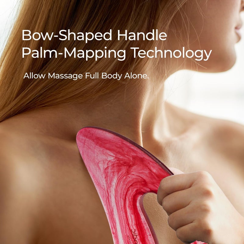 Scienlodic Gua Sha Massage Tool with Handle (Resin) Larger Guasha Body Scraping Tool for Back Legs Neck Massage, Lymphatic Drainage, Cellulite Remove - Large Red - Image 3
