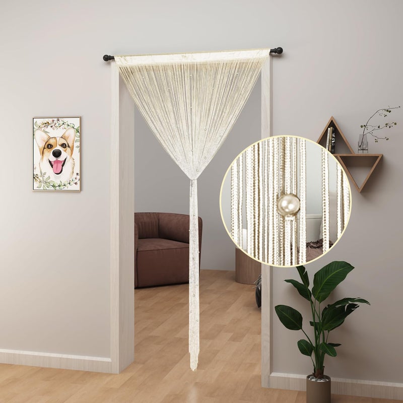 YIIBAII Beaded Curtain Beaded Curtains for Doorways Crystals Suitable for Interior Decoration and Partitions Hippy Closet Curtains (Champagne, 39"x79") - Image 2