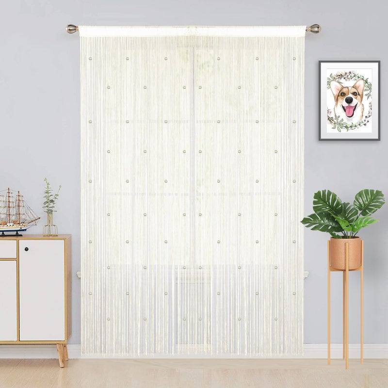 YIIBAII Beaded Curtain Beaded Curtains for Doorways Crystals Suitable for Interior Decoration and Partitions Hippy Closet Curtains (Champagne, 39"x79") - Image 3