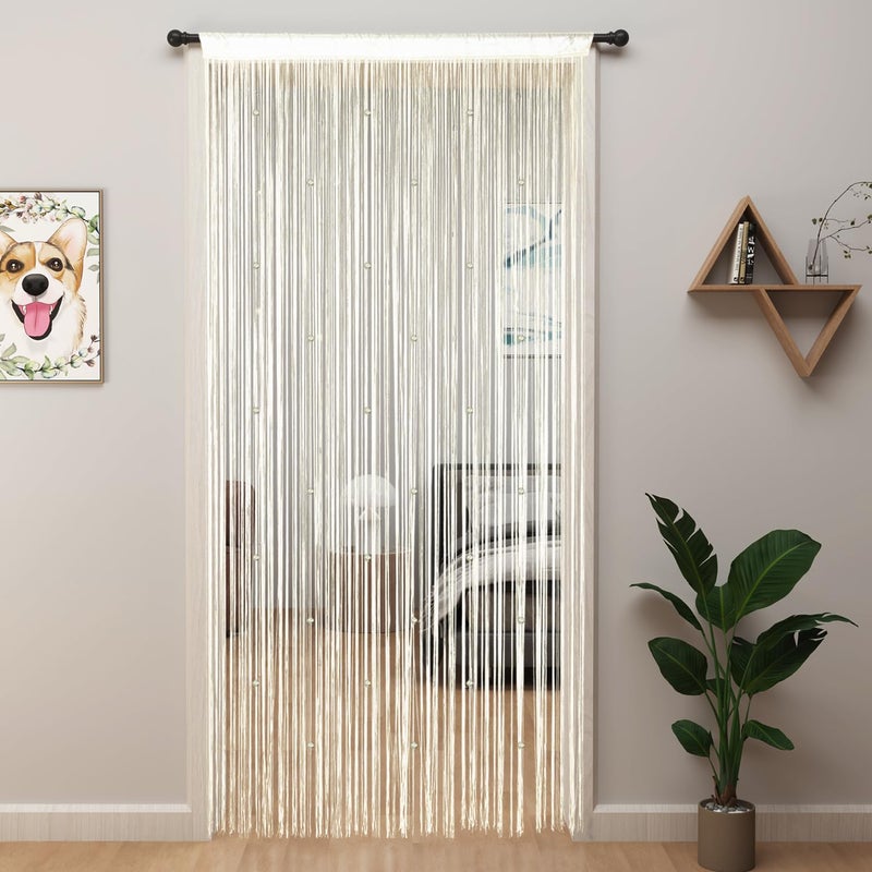 YIIBAII Beaded Curtain Beaded Curtains for Doorways Crystals Suitable for Interior Decoration and Partitions Hippy Closet Curtains (Champagne, 39"x79") - Image 1