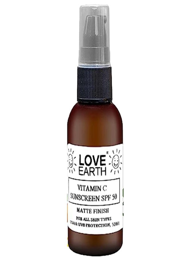 Love Earth Vitamin C Sunscreen SPF-50 For Sun's UVA, UVB Ray Protection With Vitamin C & Essential Oils For All Skin Types 50ml - Image 1