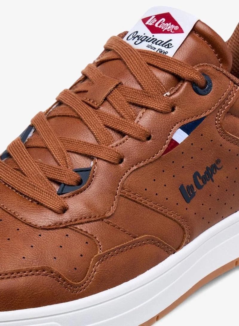 Lee Cooper TAN Men's Perforated Panelled Lace-Up Sneakers for Men | Best Price UAE