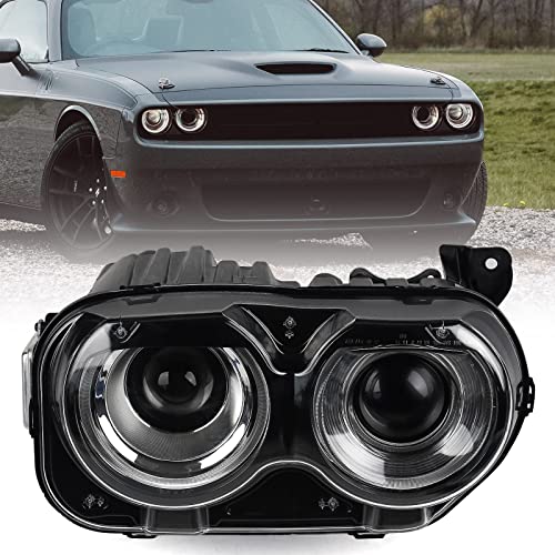VLINCAR HID Headlights Assembly W/AIR Catcher Compatible with Dodge Challenger 2015 2016 2017 2018 2019 2020 2021 Xenon Model Headlamps Pair with Black Housing Head Lihgt Replacement Passenger Right - Image 1