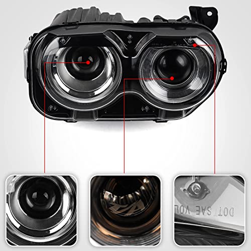 VLINCAR HID Headlights Assembly W/AIR Catcher Compatible with Dodge Challenger 2015 2016 2017 2018 2019 2020 2021 Xenon Model Headlamps Pair with Black Housing Head Lihgt Replacement Passenger Right - Image 4