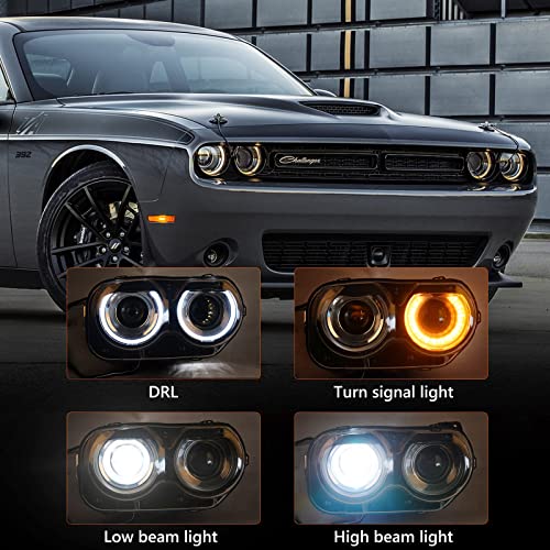 VLINCAR HID Headlights Assembly W/AIR Catcher Compatible with Dodge Challenger 2015 2016 2017 2018 2019 2020 2021 Xenon Model Headlamps Pair with Black Housing Head Lihgt Replacement Passenger Right - Image 3