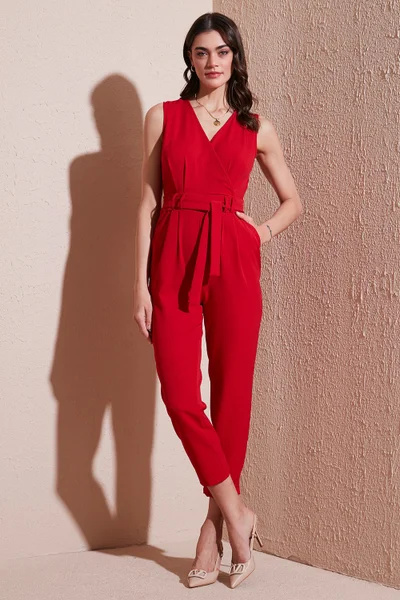 Lela Slim Fit Straight Leg Double Breasted Belted Jumpsuit Women's Jumpsuit 6783626