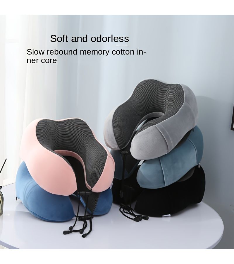 1pc Slow Rebound Travel Pillow U Shaped Neck Support Airplane Pillow Cartoon Black 11.02x10.24 Inch for Travel Office Camping Sofa Bed Home Decor Gift Family Festival - Image 1