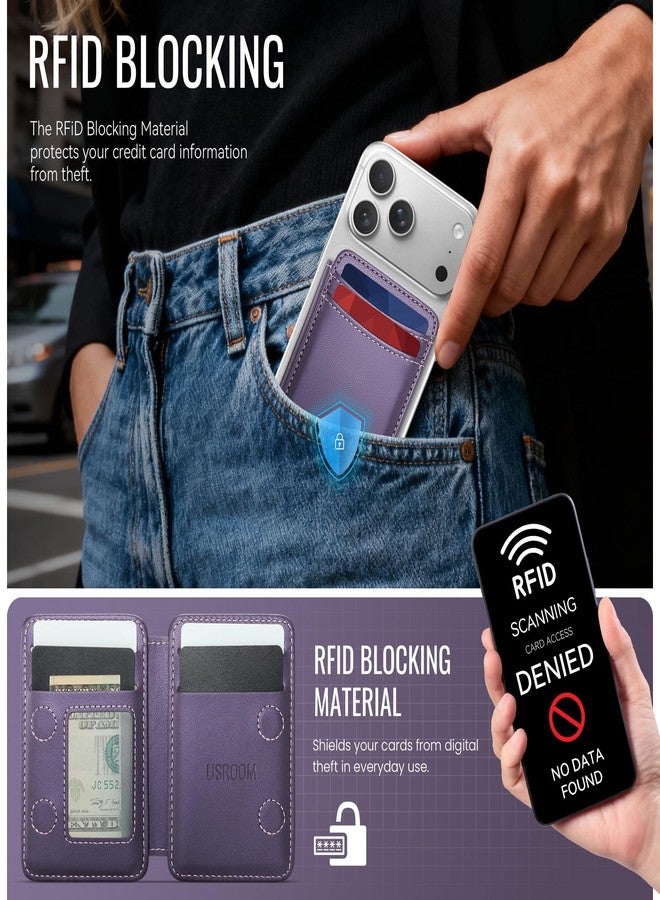 Usroom for Magsafe Wallet Magnetic RFID Blocking Card Holders, Purple, Minimalist - Image 3