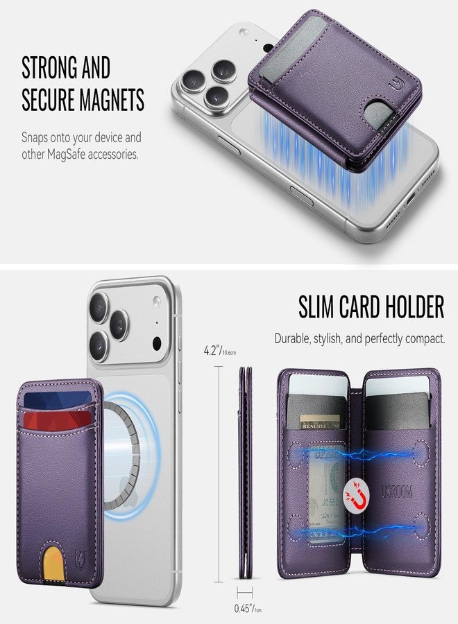 Usroom for Magsafe Wallet Magnetic RFID Blocking Card Holders, Purple, Minimalist - Image 5