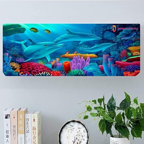 DARSHANAM WORLD Polyester Beatiful Designer Ac Cover For 1.5 Ton/ Printed Air Conditioning Dust Cover Folding Design Cover For Indoor And All Type Ac Split Cover(97 X 31 X 21.5Cm) - Image 1