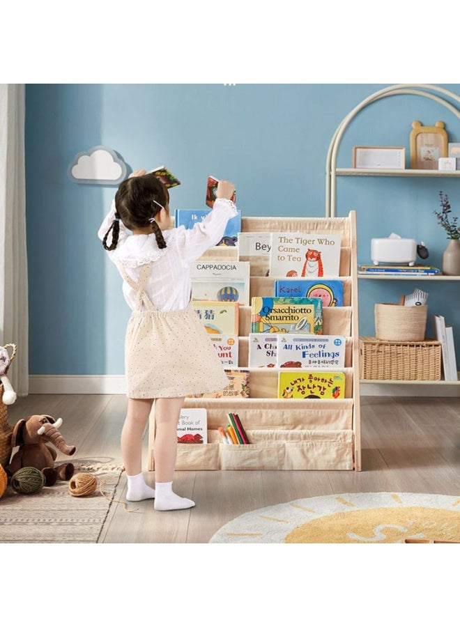 U-HOOME Kids Bookshelf with Deep Sleeve Storage,6-Tier Natural Wood Kids Book Rack Storage Baby Bookcase Organizer Magazine Rack Toddler Book Shelf Organizer for Bedroom Playroom Toy Storage - Image 4