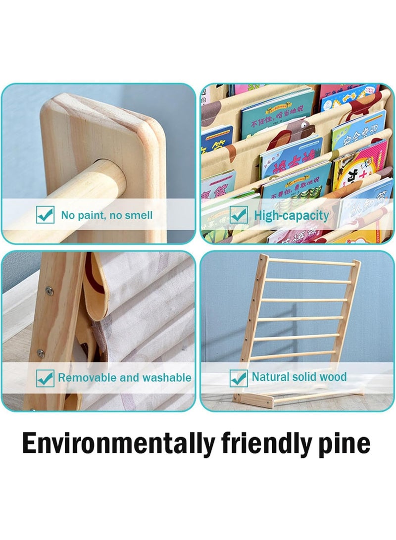 U-HOOME Kids Bookshelf with Deep Sleeve Storage,6-Tier Natural Wood Kids Book Rack Storage Baby Bookcase Organizer Magazine Rack Toddler Book Shelf Organizer for Bedroom Playroom Toy Storage - Image 3