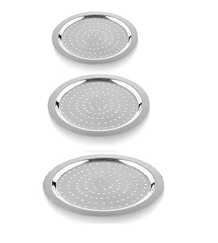 Damurhu Stainless Steel Hole Lid s | | Lid Covers for Utensils | Milk Cover Plate| Steel Jali Plate | Essential Set for Kitchen | (Dia ; Height - 0.5 cm,Lenth -18.5 cm,Width -14 cm) Size -10,11,12 Set Of 3 - Image 2
