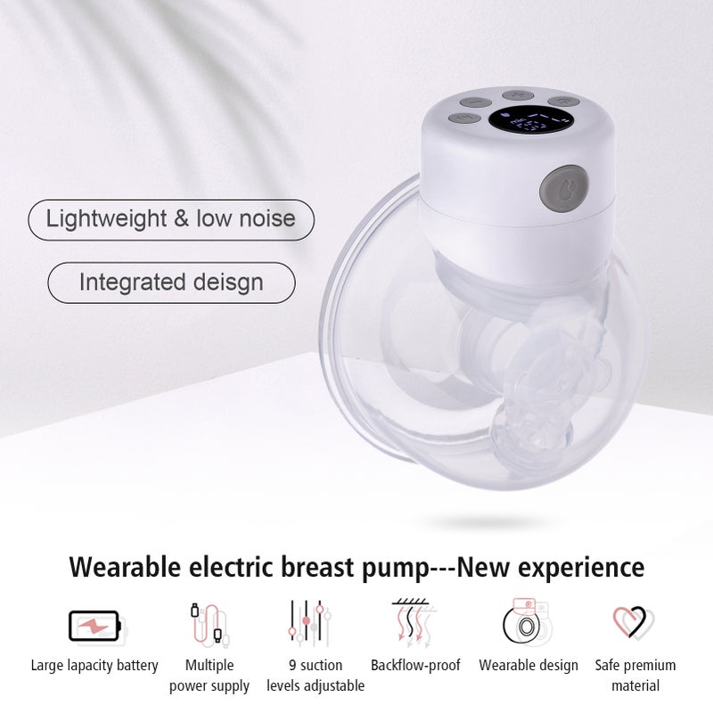 2-Pack Wearable Electric Breast Pump Silent Invisible Hands Breast Pump 2 Modes 9 Levels Adjustable with LCD Display Screen Intelligent Timing for Home Travel - Image 2