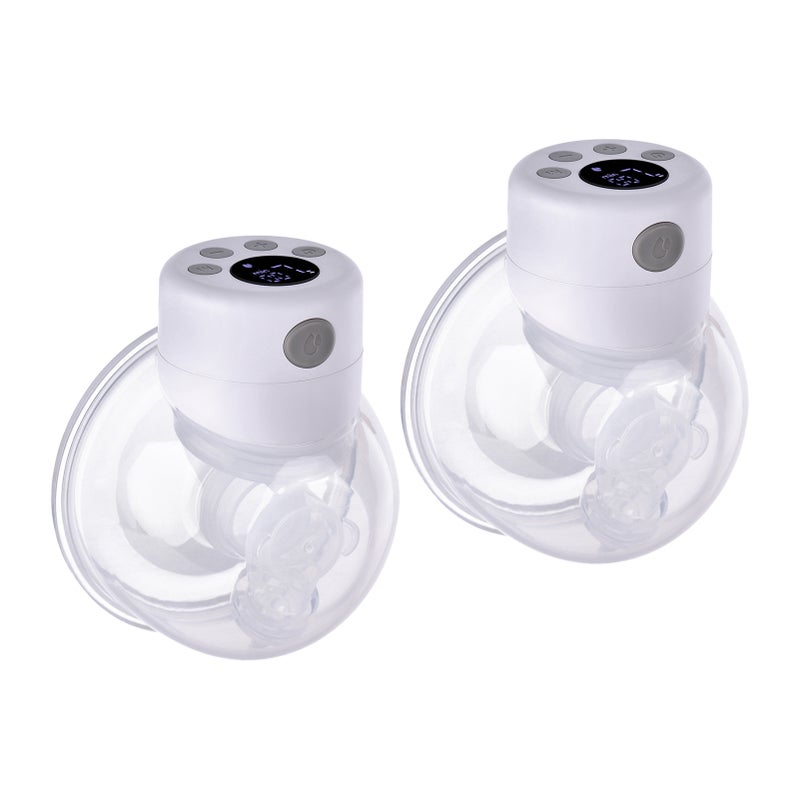 2-Pack Wearable Electric Breast Pump Silent Invisible Hands Breast Pump 2 Modes 9 Levels Adjustable with LCD Display Screen Intelligent Timing for Home Travel - Image 1