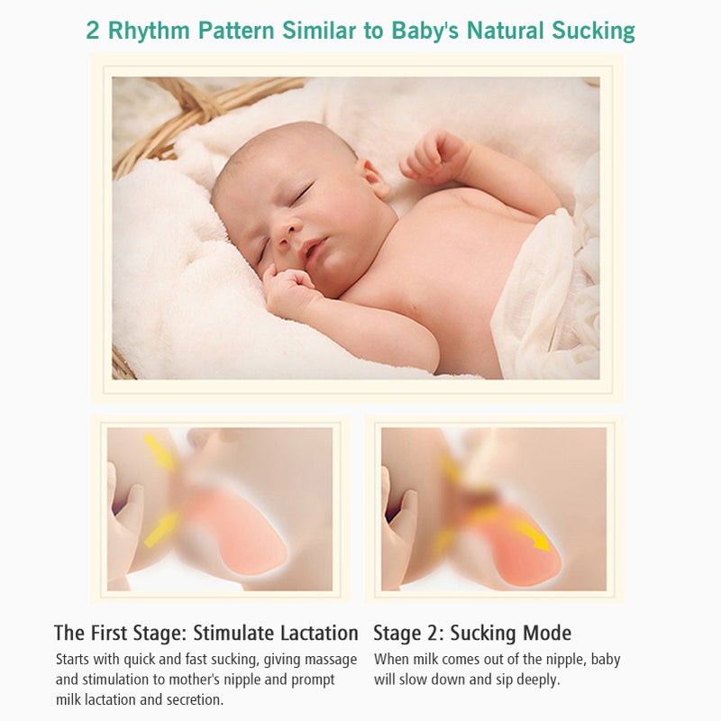 2-Pack Wearable Electric Breast Pump Silent Invisible Hands Breast Pump 2 Modes 9 Levels Adjustable with LCD Display Screen Intelligent Timing for Home Travel - Image 4