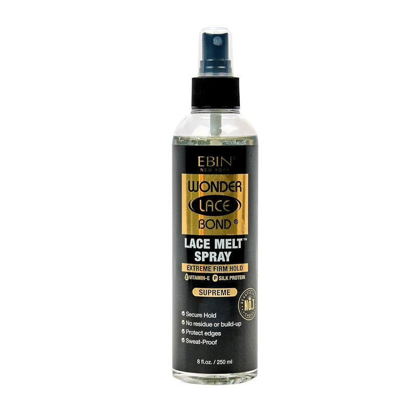 EBIN NEW YORK Wonder Bond Melting Spray 8oz/ 250ml - Extreme Firm Hold (Supreme) | No Reside, Long Lasting Formula with Protecting Edges, Gives Undetectable and Natural Look - Image 1