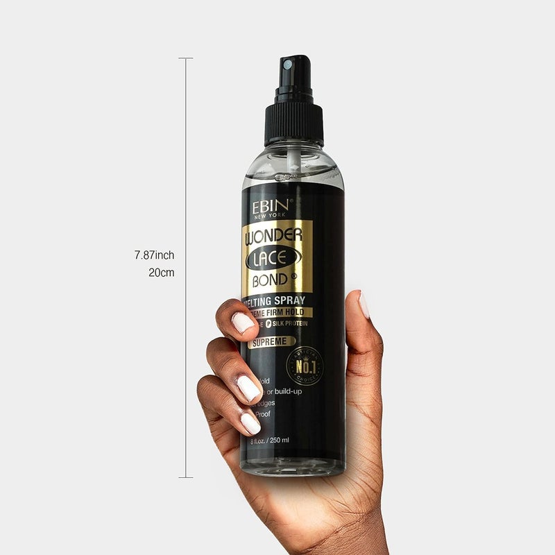 EBIN NEW YORK Wonder Bond Melting Spray 8oz/ 250ml - Extreme Firm Hold (Supreme) | No Reside, Long Lasting Formula with Protecting Edges, Gives Undetectable and Natural Look - Image 5