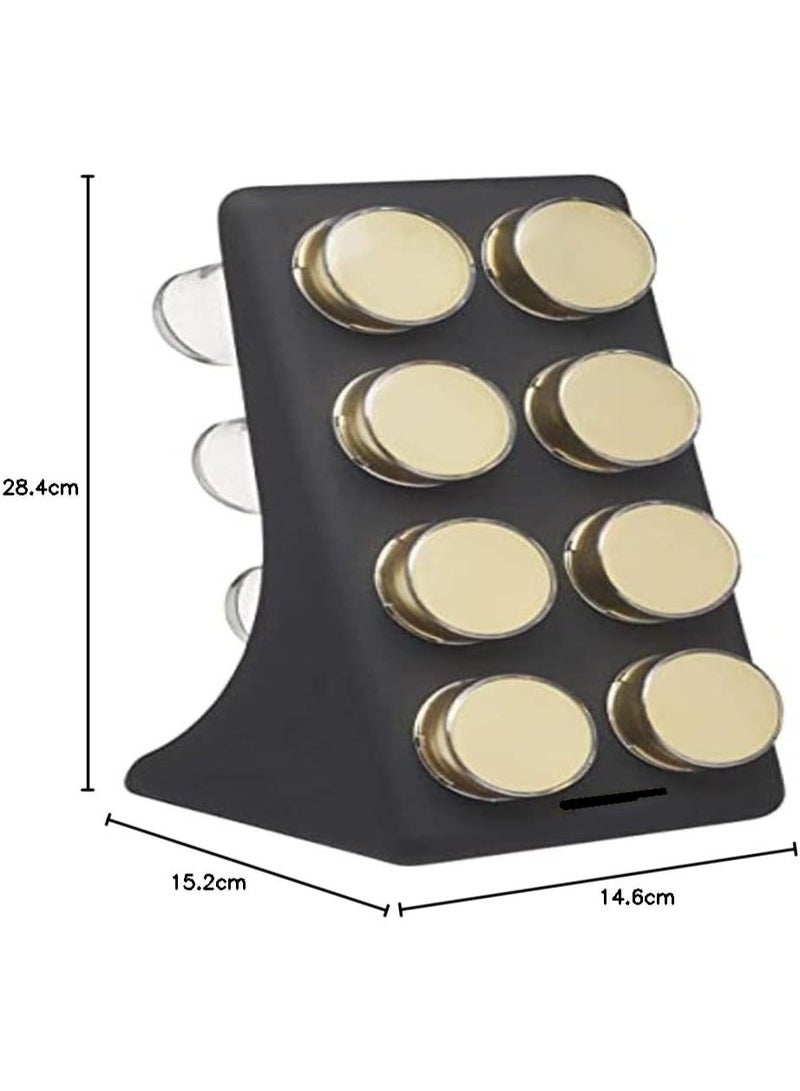 Kimaya Herb and Spice Rack Set with 8 Brass Finish Lidded Jars and Gift Box, Blackened Brass - Image 3