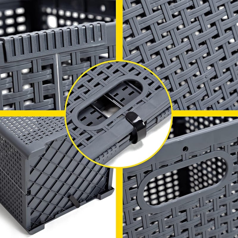 Ndola 42L Collapsible Plastic Laundry BasketsFoldable Laundry HamperPack of 2 Grey - Image 4
