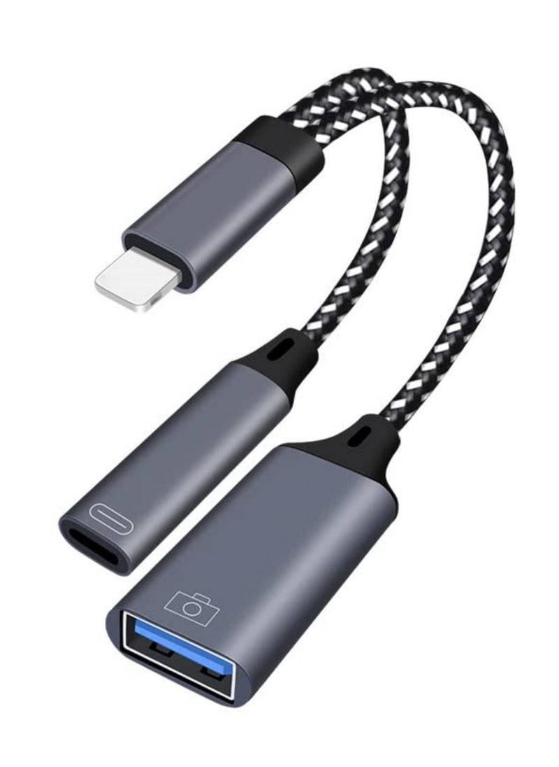 KASTWAVE - OTG Adapter Cable for iPhone - One Point Two USB3.0 Interface, PD Fast Charge, Multi-Function Adapter Cable with Audio Cable for U Disk and Reader - Image 1