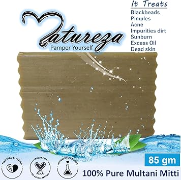 Natureza Organic Multani Mitti soap Bentonite Clay soap Fullers Earth Soap for Blackheads Oily Skin 90g - Image 5