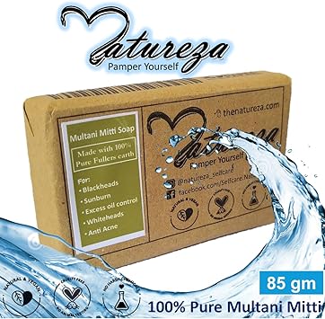 Natureza Organic Multani Mitti soap Bentonite Clay soap Fullers Earth Soap for Blackheads Oily Skin 90g - Image 4