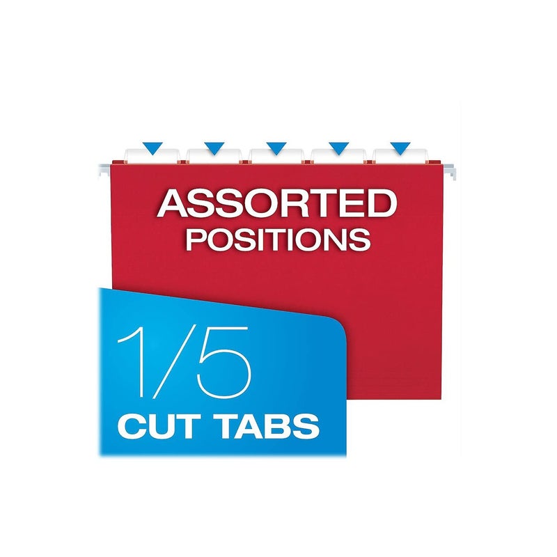 Pendaflex Hanging File Folders, Letter Size, Assorted Colors, 1/5-Cut Adjustable Tabs, 25 Per Box (81663) - Image 3