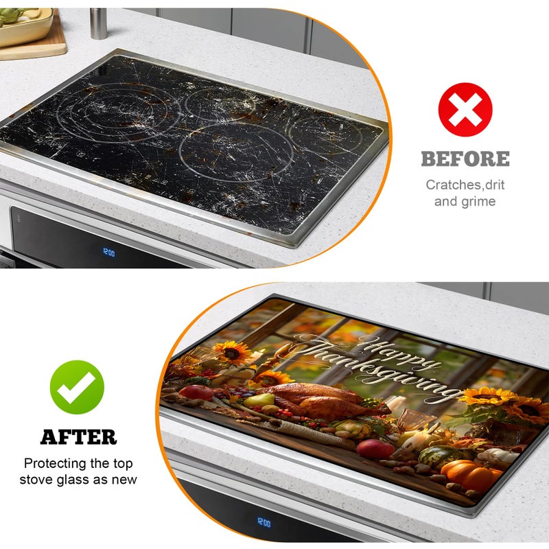 AOHMPT Multi-Design Stove Cover for Glass/Electric Stoves - 3-in-1 Heat-Resistant Protector Mat, Non-Slip Drying Rack 28"x20" - Image 5