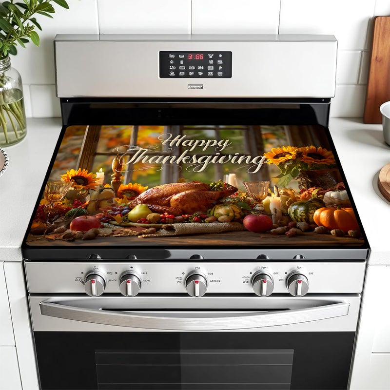 AOHMPT Multi-Design Stove Cover for Glass/Electric Stoves - 3-in-1 Heat-Resistant Protector Mat, Non-Slip Drying Rack 28"x20" - Image 1