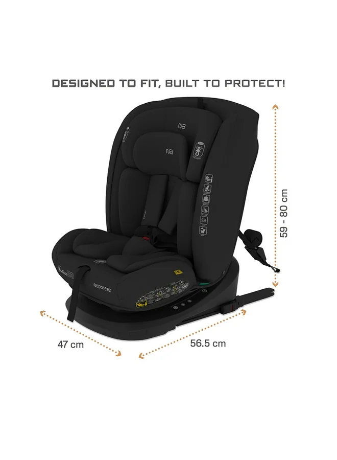 neobreez I-VILO 360° Rotatable ISOFIX All-in-1 Convertible Baby Toddler Kids Child Car Seat, I-Size ECER129,  Recline&Adjustable, Side Impact Protection, Memory Foam 0-12Yrs, 0-36Kg, Group 0+/1/2/3, 5 Point Harness