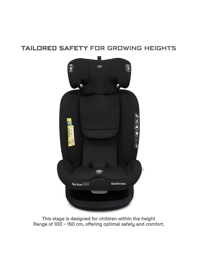 neobreez I-VILO 360° Rotatable ISOFIX All-in-1 Convertible Baby Toddler Kids Child Car Seat, I-Size ECER129,  Recline&Adjustable, Side Impact Protection, Memory Foam 0-12Yrs, 0-36Kg, Group 0+/1/2/3, 5 Point Harness