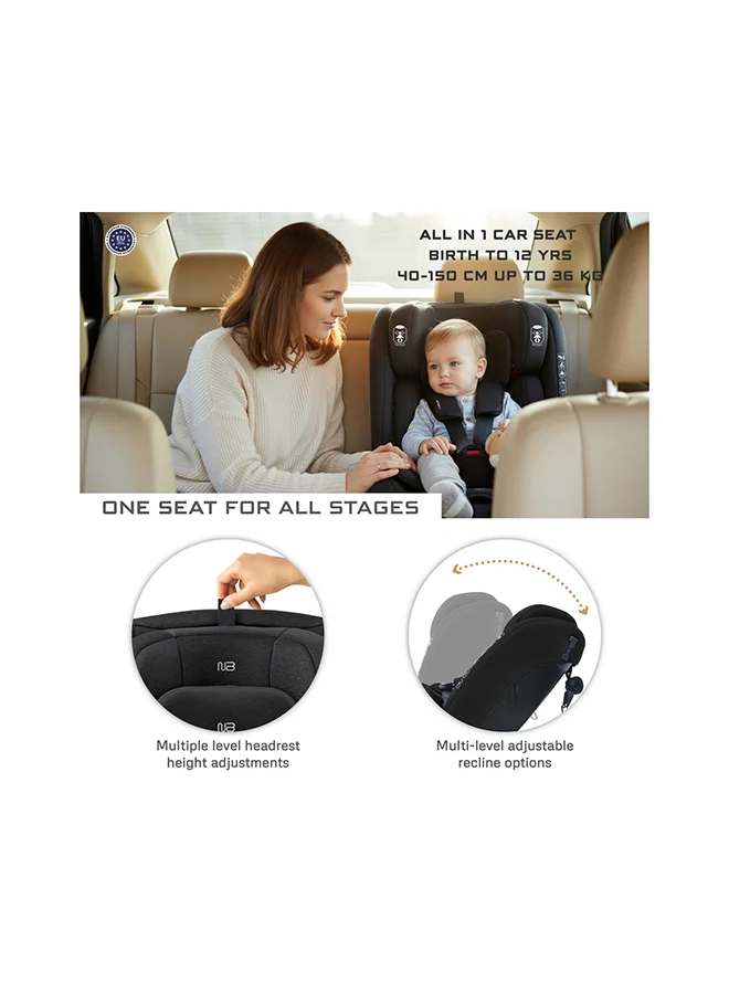 neobreez I-VILO 360° Rotatable ISOFIX All-in-1 Convertible Baby Toddler Kids Child Car Seat, I-Size ECER129,  Recline&Adjustable, Side Impact Protection, Memory Foam 0-12Yrs, 0-36Kg, Group 0+/1/2/3, 5 Point Harness