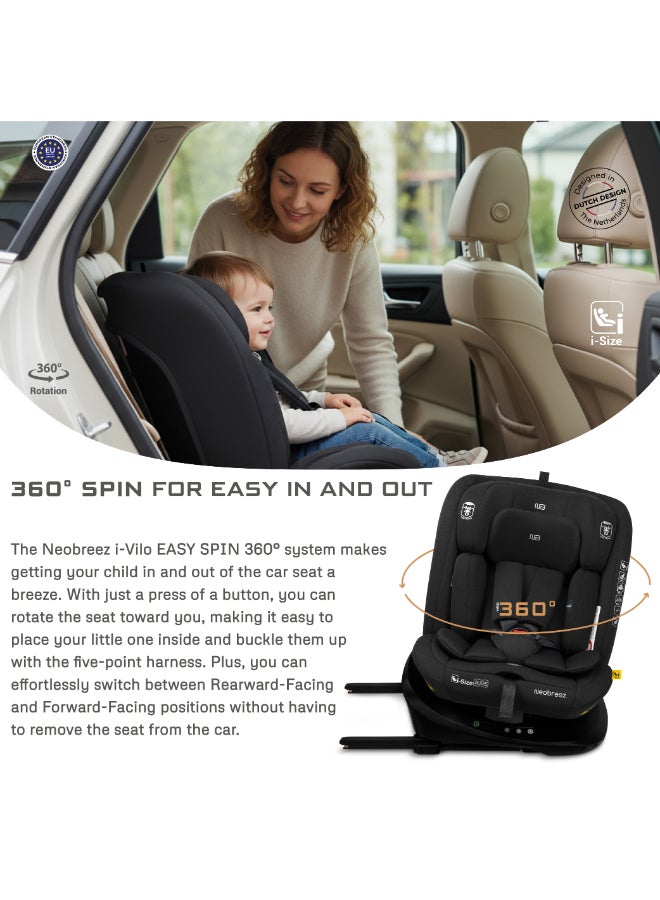 neobreez I-VILO 360° Rotatable ISOFIX All-in-1 Convertible Baby Toddler Kids Child Car Seat, I-Size ECER129,  Recline&Adjustable, Side Impact Protection, Memory Foam 0-12Yrs, 0-36Kg, Group 0+/1/2/3, 5 Point Harness - Image 5