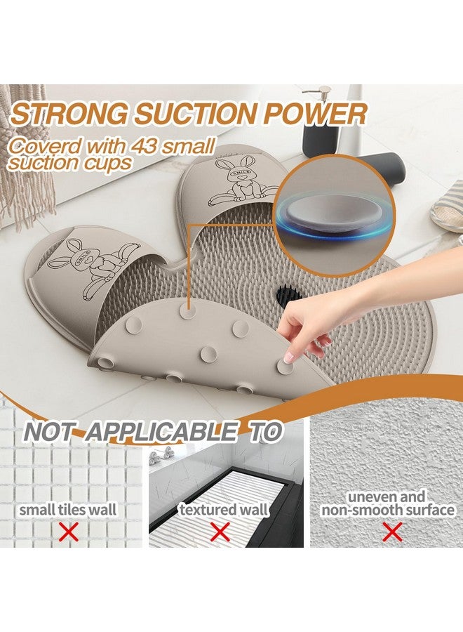 مانمي هيلث سجادة تنظيف القدمين المطورة مع أكواب شفط غير قابلة للانزلاق، سجادة تنظيف القدمين على شكل أرنب من السيليكون للاستخدام أثناء الاستحمام للرجال والنساء (كاكي) - Image 4