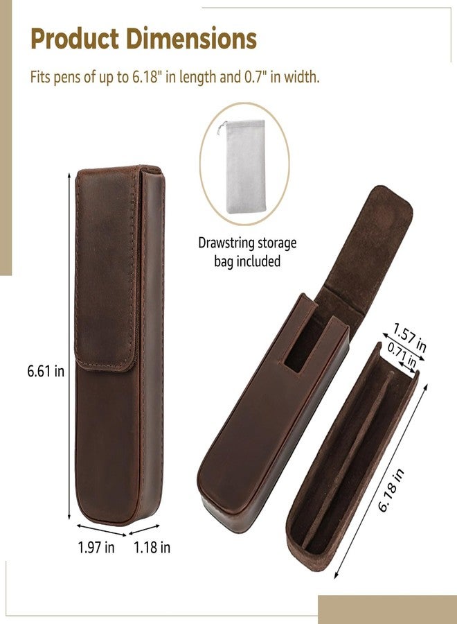 Homaisson Genuine Leather 2-Pen Case, 2-slot Fountain Pen Holder, Pencil Storage Box with Removable Tray, Fashion Drawer Style Pen Organizer with Adsorbent Closure for Men & Women(Coffee Color) - Image 3