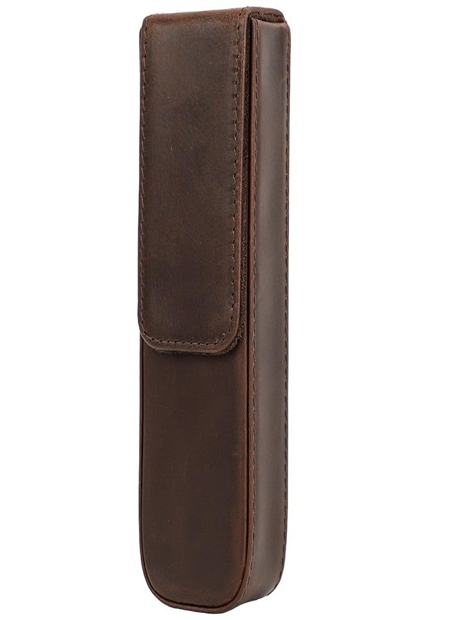 Homaisson Genuine Leather 2-Pen Case, 2-slot Fountain Pen Holder, Pencil Storage Box with Removable Tray, Fashion Drawer Style Pen Organizer with Adsorbent Closure for Men & Women(Coffee Color) - Image 4