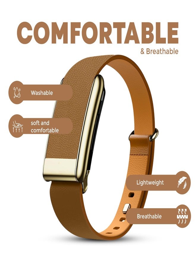 DADO Luxe Tapered Leather Replacement Band Compatible with WHOOP 5.0, One, Peak, and Life Fitness Tracker – Durable & Comfortable | Not for Whoop Gen 4 (Brown Gold - Slim, One/Peak) - Image 3