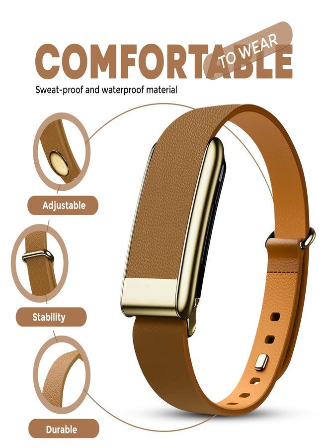 DADO Luxe Tapered Leather Replacement Band Compatible with WHOOP 5.0, One, Peak, and Life Fitness Tracker – Durable & Comfortable | Not for Whoop Gen 4 (Brown Gold - Slim, One/Peak) - Image 5