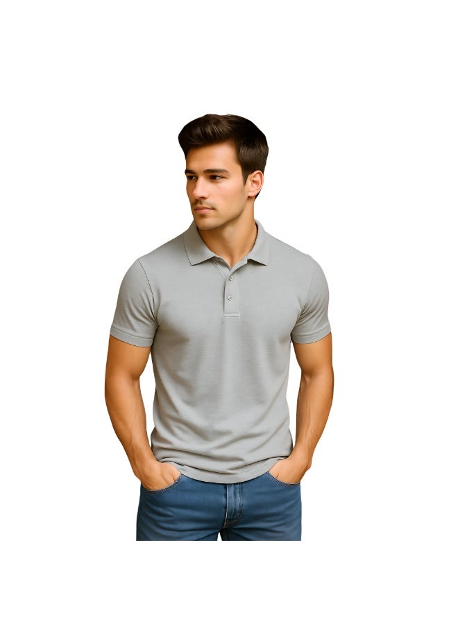 برينت شوب فور مي تي شيرت بولو جولف رجالي بقصّة عادية وأكمام قصيرة من القطن الخالص، 220 جرام لكل متر مربع، ألوان أساسية - Image 2