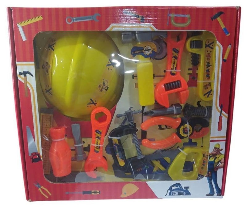 لعبة شنطة أدوات المهندس - مجموعة أدوات الهندسة للأطفال لتنمية المهارت - لعبة ادوات مهندس البناء والنجار - لعبة أدوات تعليمية للمهندس الصغير - خوذة مهندس، تضيف المزيد من المرح للأطفال- مجموعة لعب محاكاة أدوات المهندس والنجار - مناسب لهداية العيد الميلاد - تنمي الخيال - العاب اطفال ادوات هندسية - Image 1