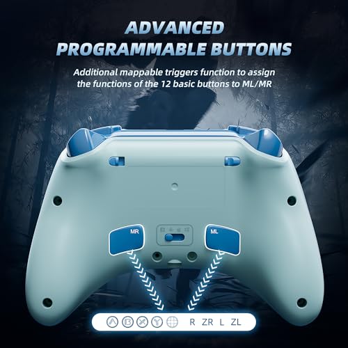 Mytrix Wireless Switch Pro Controllers with Charging Dock, Bluetooth Controller for Nintendo Switch/Lite/OLED with Hall Effect Joysticks & Trigger, Compatible with PC/iOS/Android/Steam (Aqua Blue) - Image 4