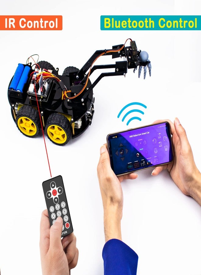 LAFVIN Mechanical 4WD Robot Arm Smart Car Kit - STEM/Graphical Programming Robot Car Compatible with Arduino IDE - Tutorial Included - Image 4